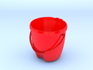 红色塑料桶C4D模型
