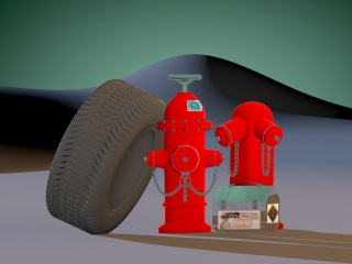 消防栓和轮胎C4D模型