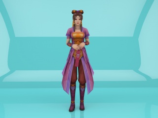 紫色古装女性C4D模型