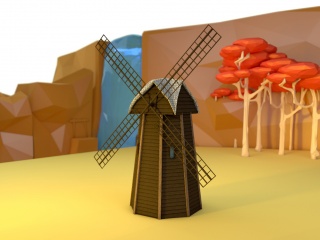 荷兰风车C4D模型