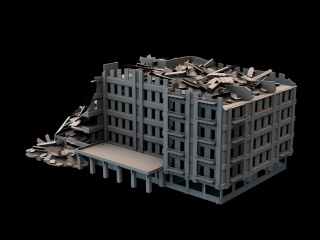 废墟灾后楼C4D模型
