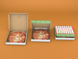 装在盒子里的披萨C4D模型