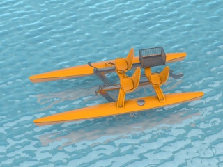 三人皮划艇C4D模型