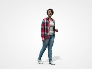 站着的牛仔裤中年女人C4D模型