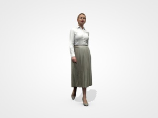 穿着长裙走路的中年女人C4D模型