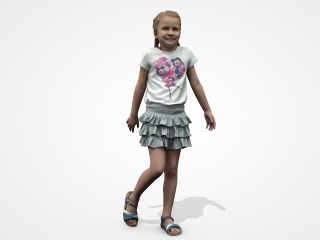 玩耍的小女孩C4D模型
