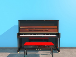 琴盖式电子钢琴C4D模型