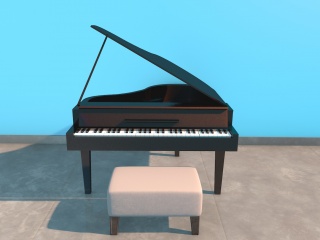 钢琴带凳子C4D模型