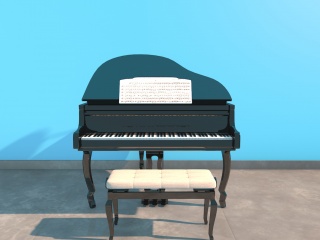 现代感钢琴C4D模型
