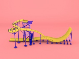 高架游乐园滑梯C4D模型