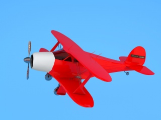 红色螺旋桨飞机C4D模型