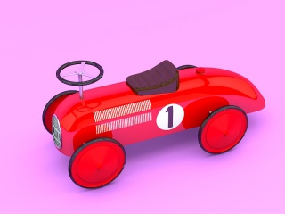 红色卡丁车C4D模型