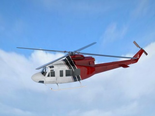 红色直升飞机C4D模型