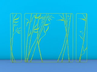 竹子镂空屏风C4D模型