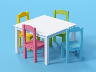 彩色小桌椅C4D模型