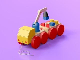玩具积木车C4D模型