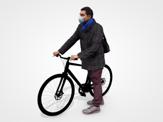 戴口罩骑自行车的人C4D模型