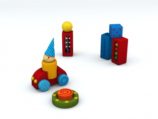 多彩积木玩具C4D模型