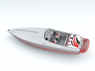 白色快艇C4D模型