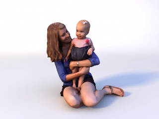 抱孩子的妈妈C4D模型