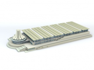 米色大型建筑C4D模型
