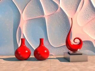红色陶瓷饰品C4D模型