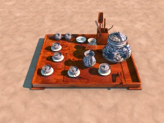 陶瓷茶具组合C4D模型