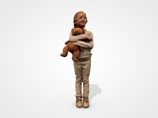 抱着小熊的小姑娘C4D模型
