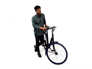 推着自行车的男人C4D模型
