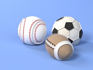 橄榄球足球和棒球C4D模型