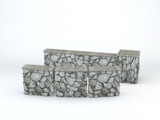 灰色石头墙C4D模型