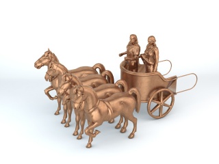 铜质马车饰品C4D模型