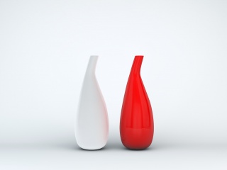 红白陶瓷瓶C4D模型