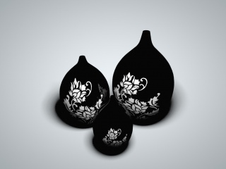 黑色陶瓷梅瓶C4D模型