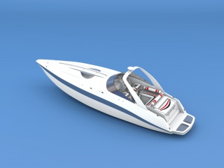 白色游艇C4D模型