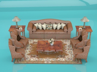 欧式沙发组合C4D模型