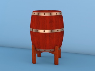 红色木桶型啤酒机C4D模型