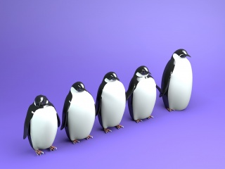 一群企鹅C4D模型