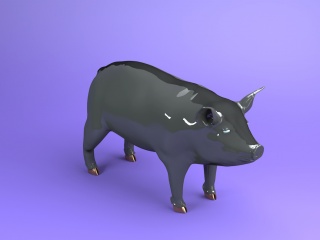 黑色猪C4D模型