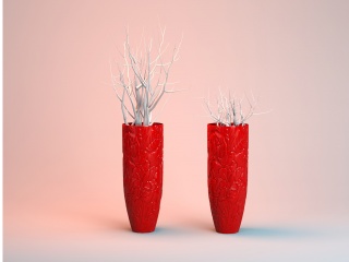 两个干枝花瓶C4D模型