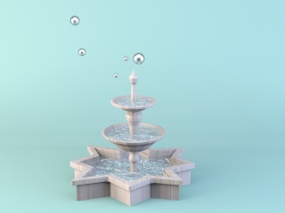 多角形喷泉景观C4D模型