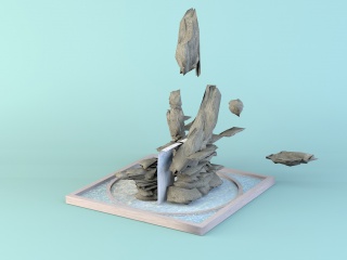 假山喷泉景观C4D模型