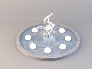 圆形喷泉C4D模型
