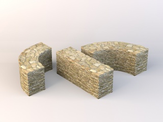 复古石头围墙C4D模型