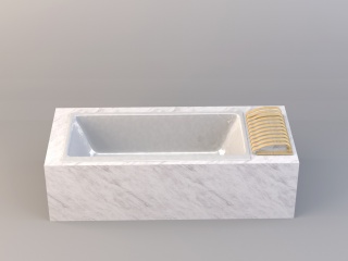 大理石白色花纹浴缸C4D模型