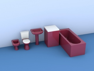 红色卫浴组合C4D模型
