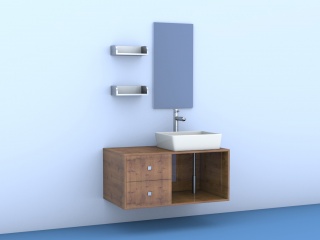 木式卫浴组合C4D模型