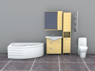 浴室柜洗手台组合C4D模型