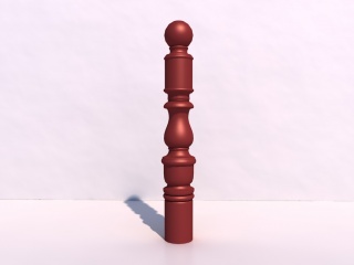 红色古典柱子C4D模型
