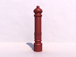 红色欧式圆形柱子C4D模型